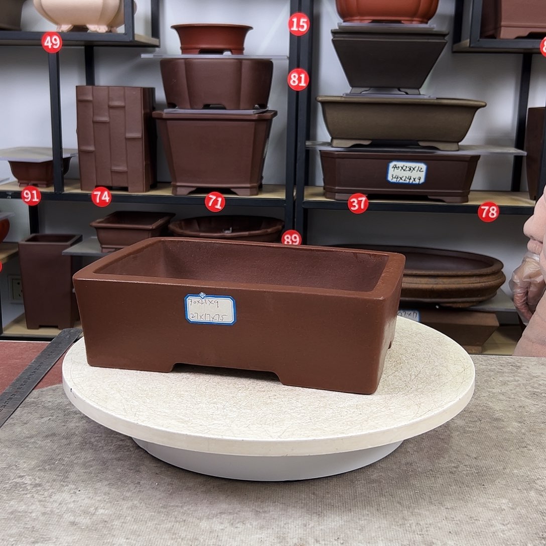 紫砂花盆内长27，内宽17，内深8