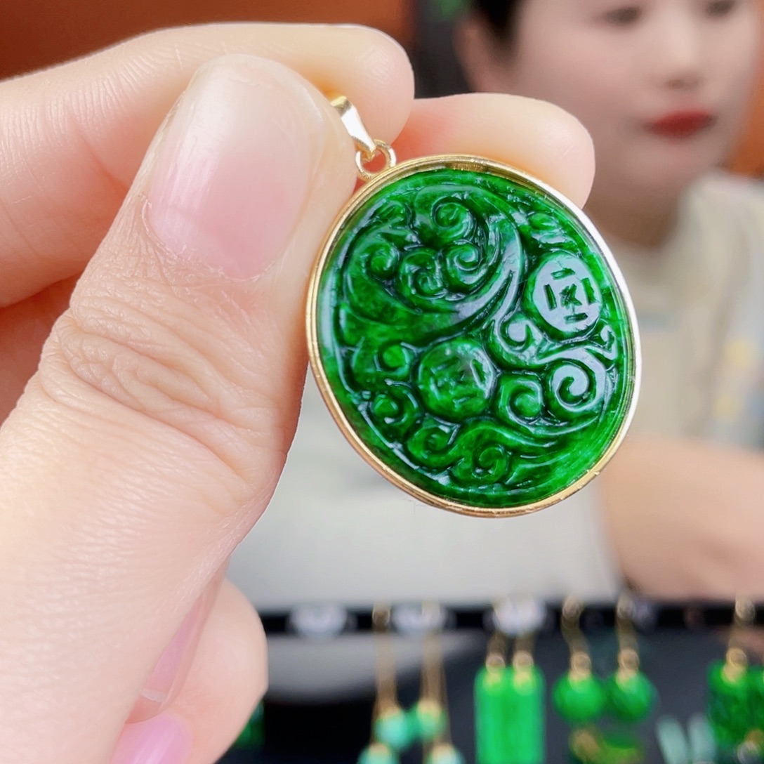 翡翠银S925镶嵌耳饰