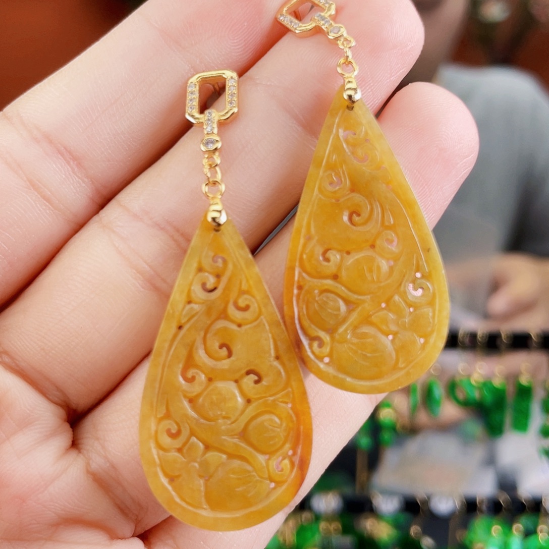 翡翠银S925镶嵌耳饰