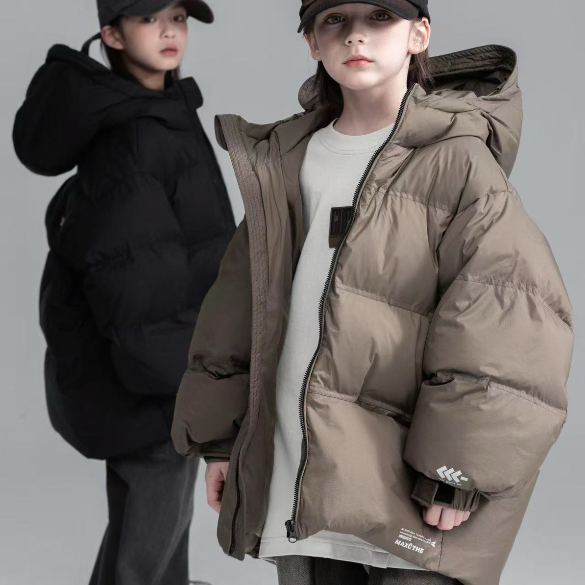 冬款潮童纯色羽绒服外套9502