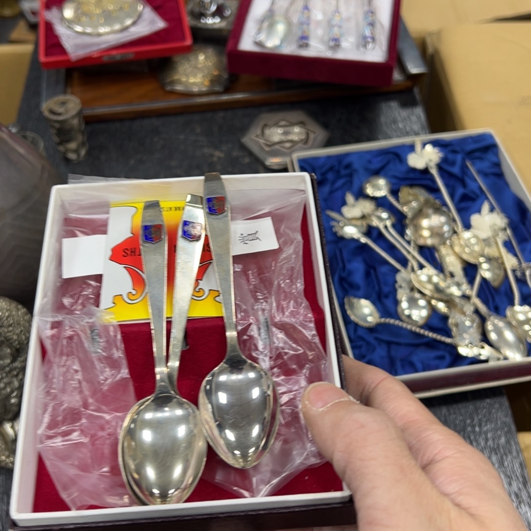 真***诚925银日本中古工艺品摆件