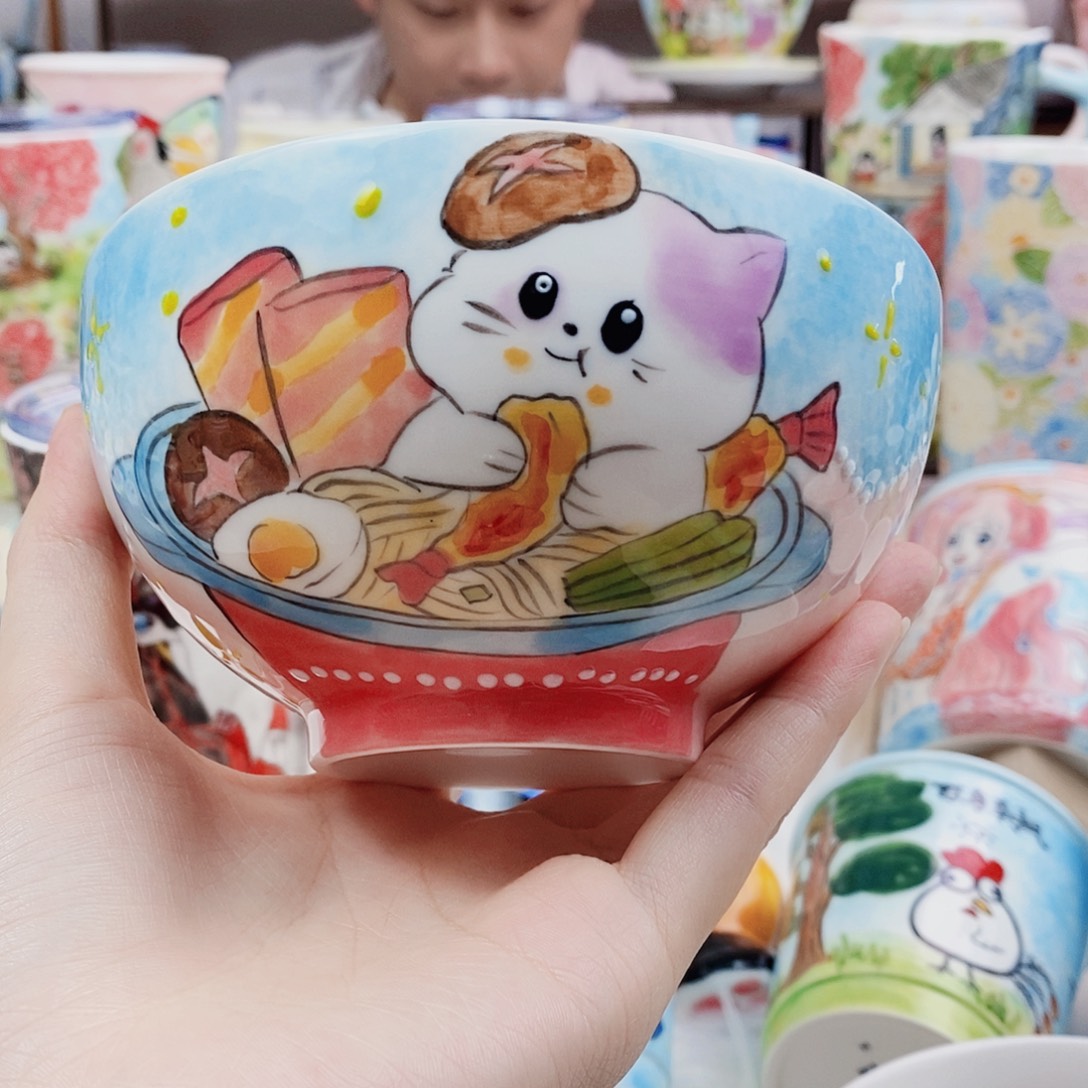 瓷片董董文创手绘陶瓷