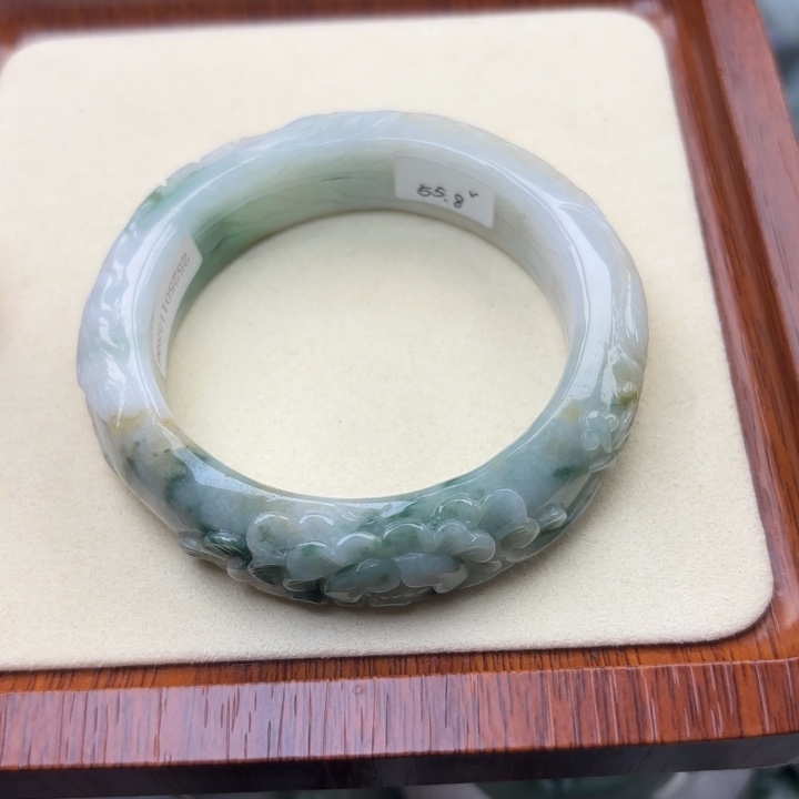 翡翠未镶嵌手镯55.6凤穿牡丹206