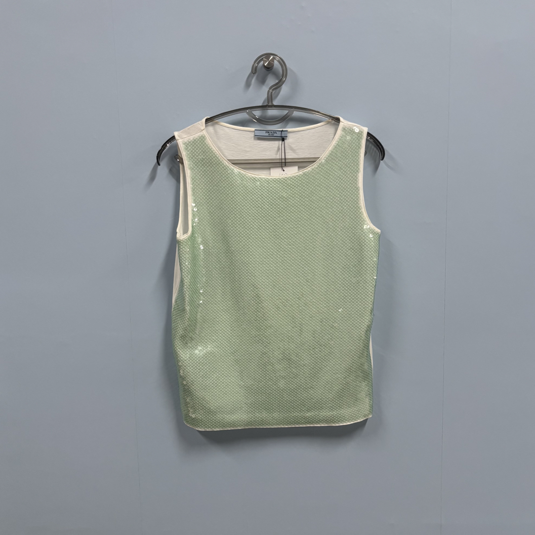 99新 Prada/普拉达 亮片无袖背心/M码/L52702 99新
