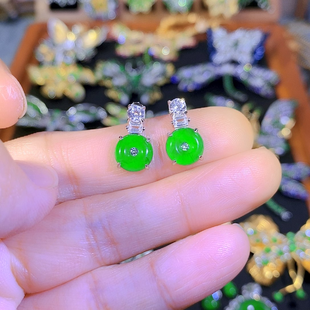 吊坠(不含链)银S925镶嵌翡翠