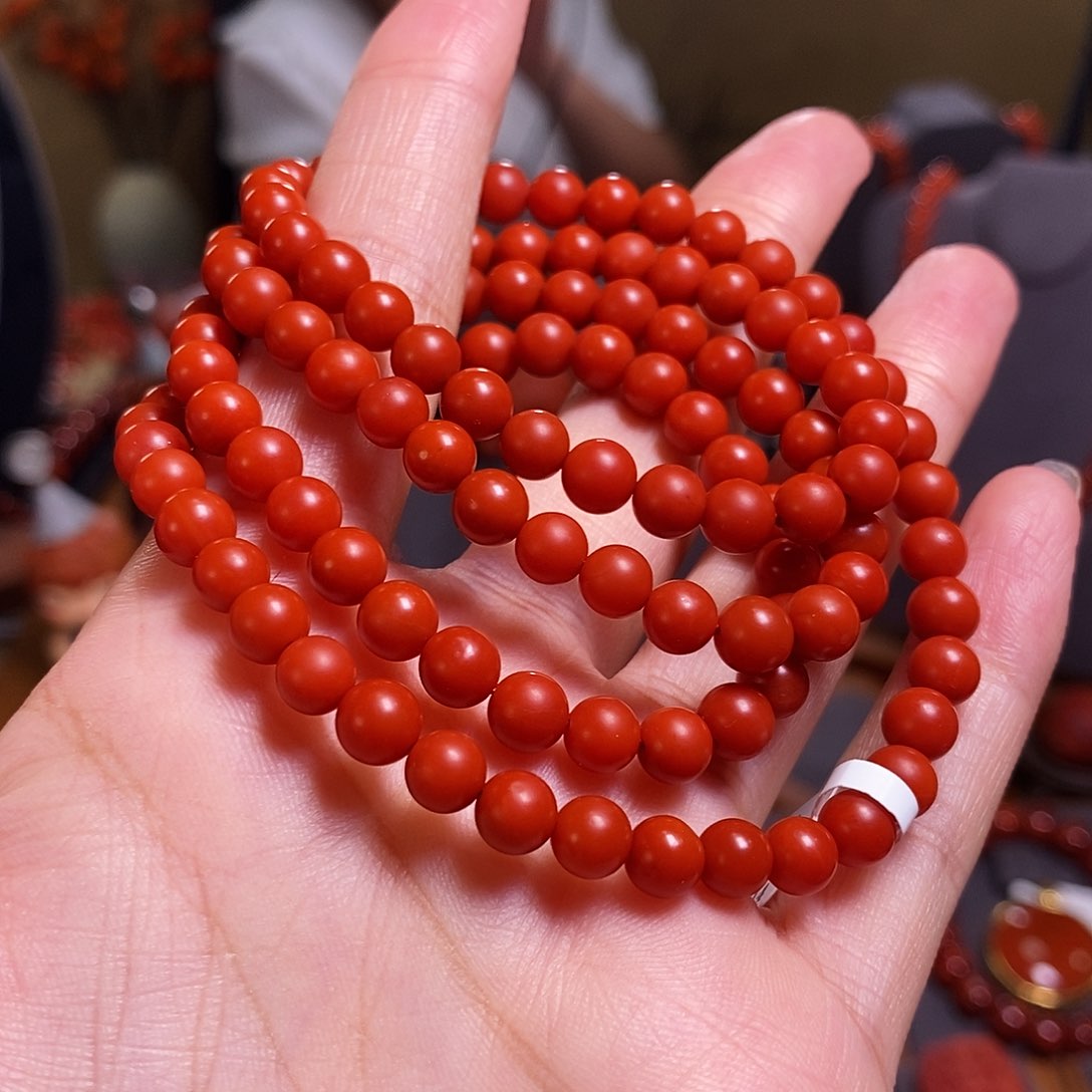 南红玛瑙多圈6m m未镶嵌无****曲