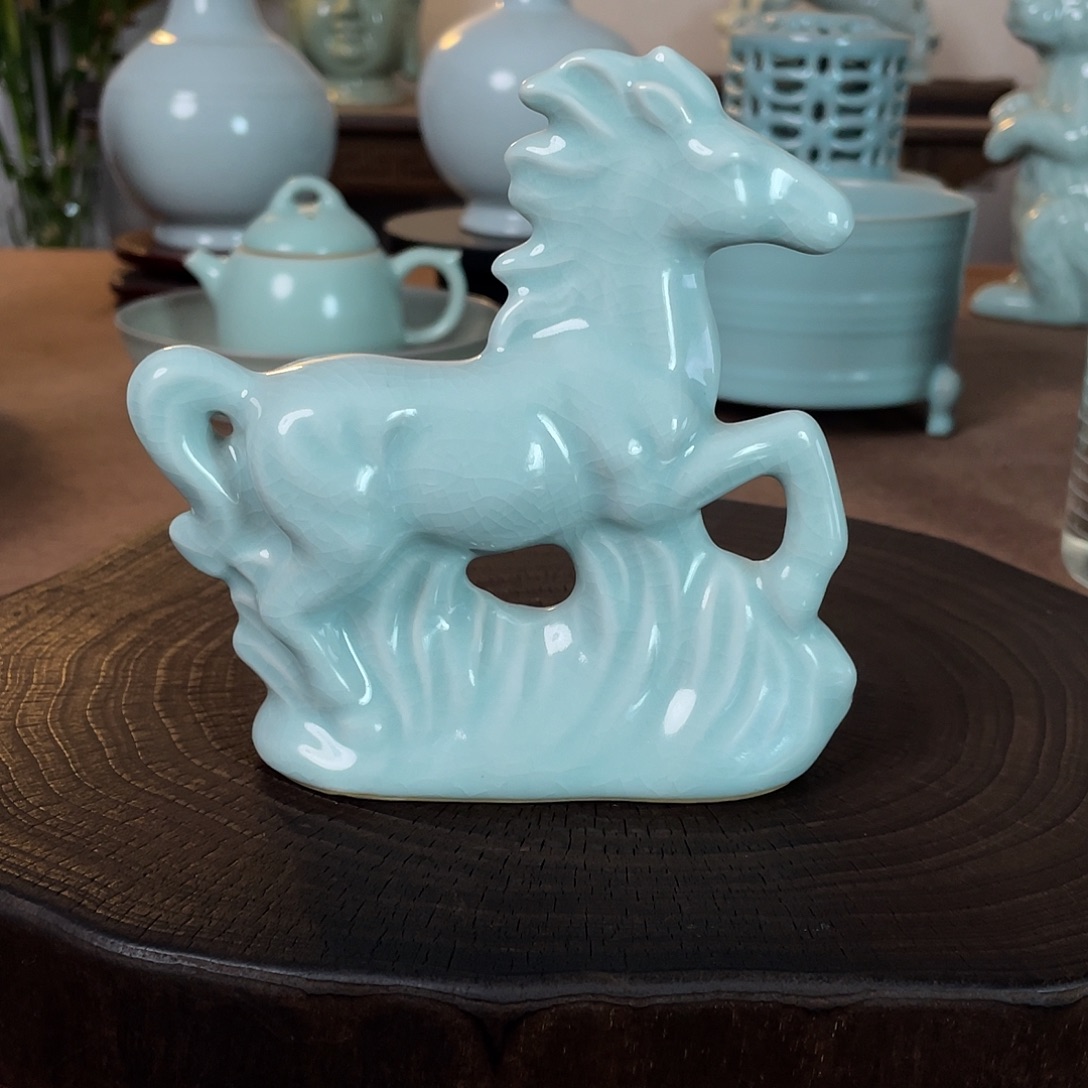 瓷微瑕简包摆件原矿汝瓷当代