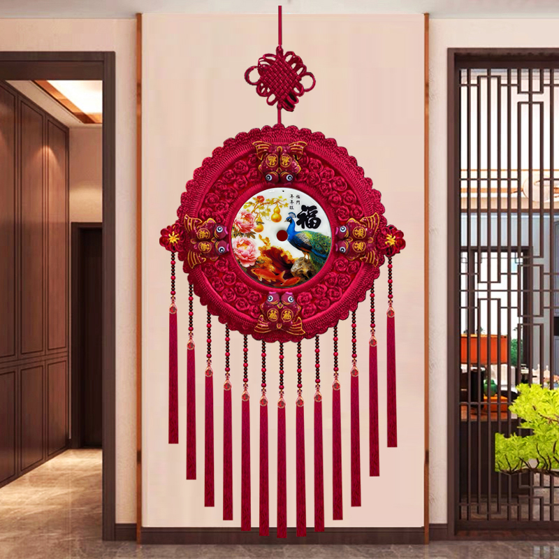 故宫红H【凤求凰】中国结挂件客厅玄关新年装饰福字背景墙 M42Y-P