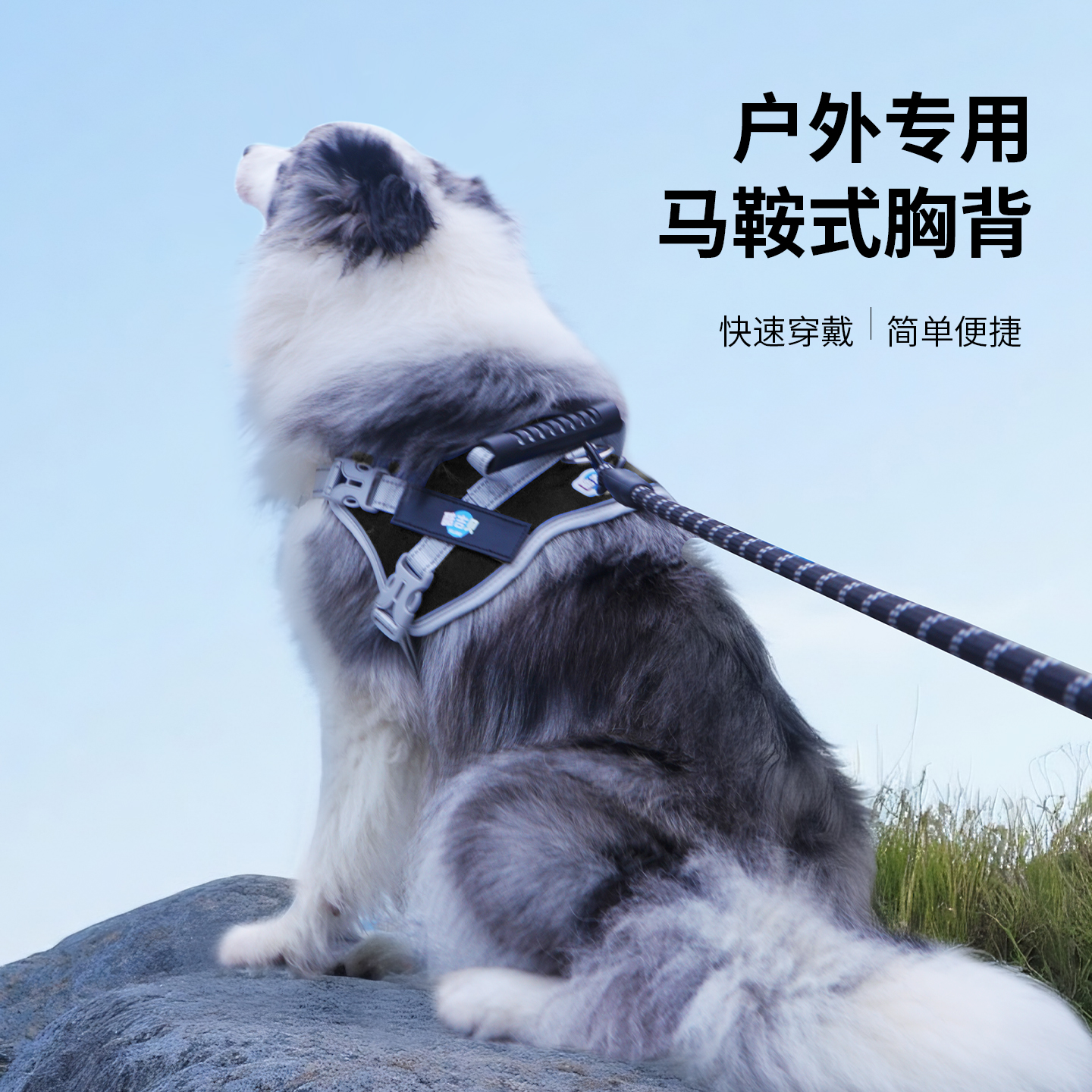 酷吉贝狗狗马鞍式胸背带加牵引绳P绳中大型犬遛狗皆可用