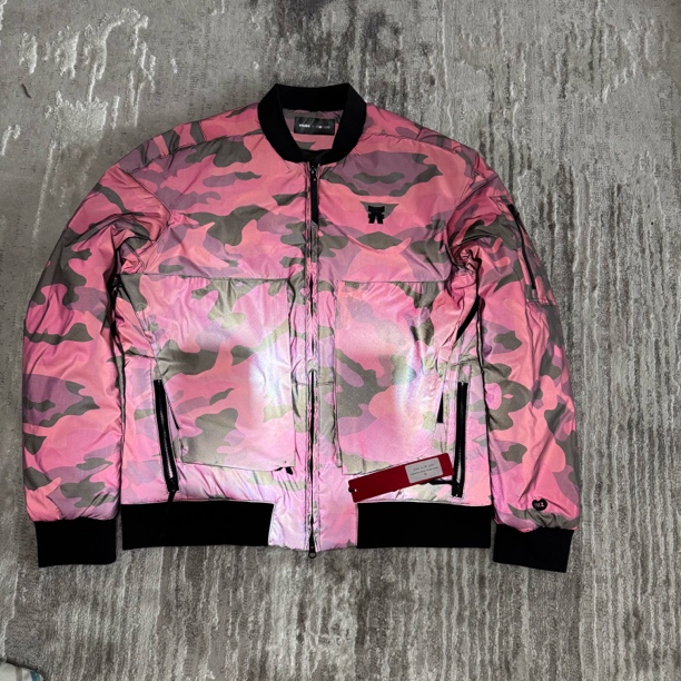 欧美小众日系街头文化品牌IKUZO-ReflectiveBomber个性反光棉夹克