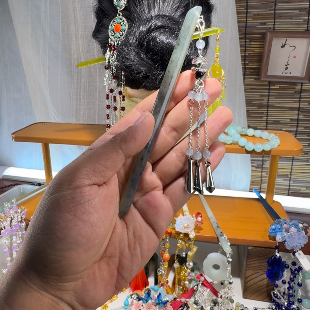 蛇纹石玉合金发饰