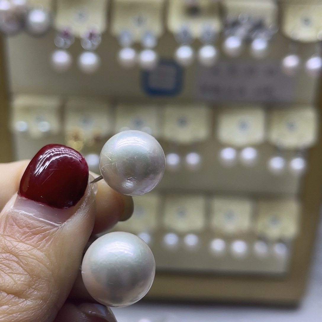 淡水珍珠耳饰银S925镶嵌