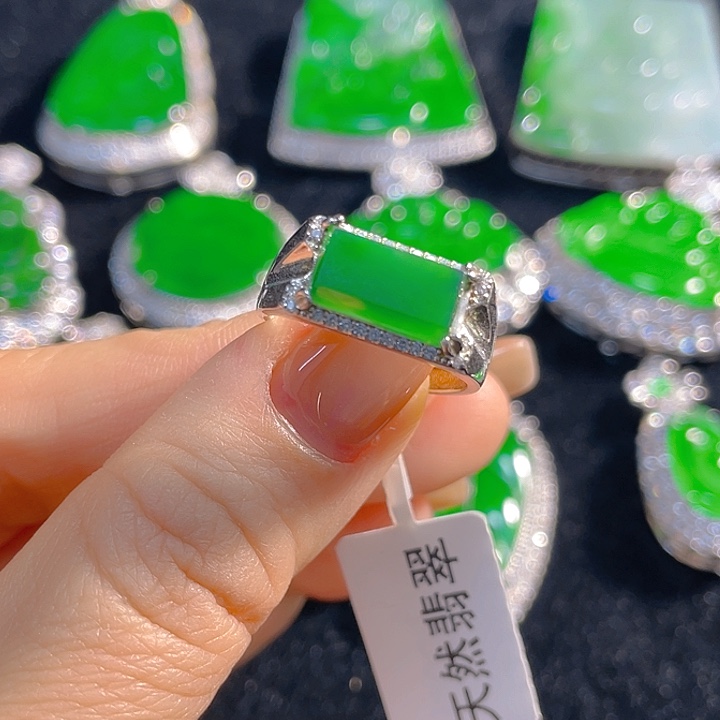 翡翠银S925镶嵌戒指翡翠