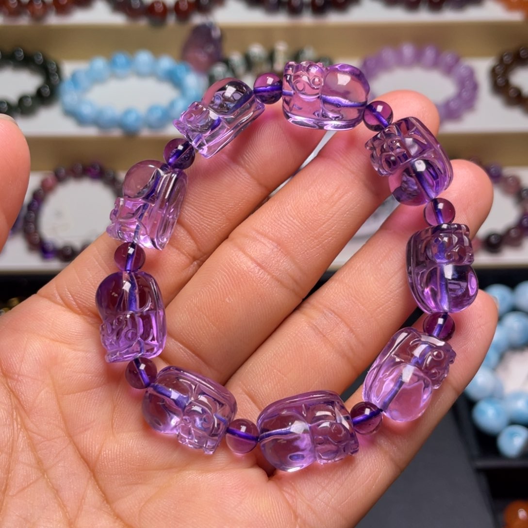 水晶手链未镶嵌巴西紫水晶貔貅手链