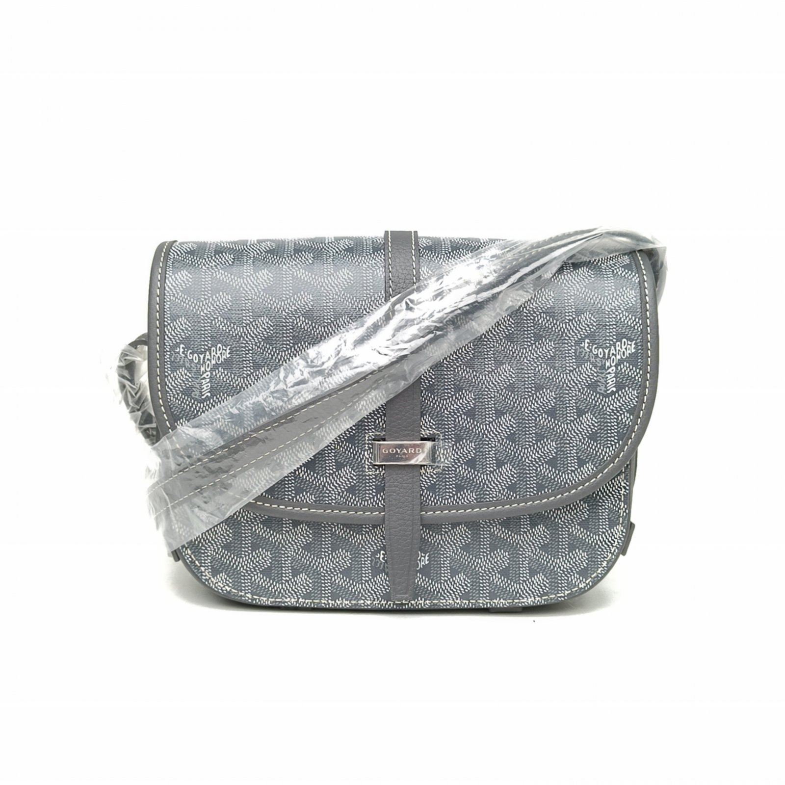 未使用 Goyard 小花柳Belvedere 邮差包 二代 小号 22 灰色 PVC 