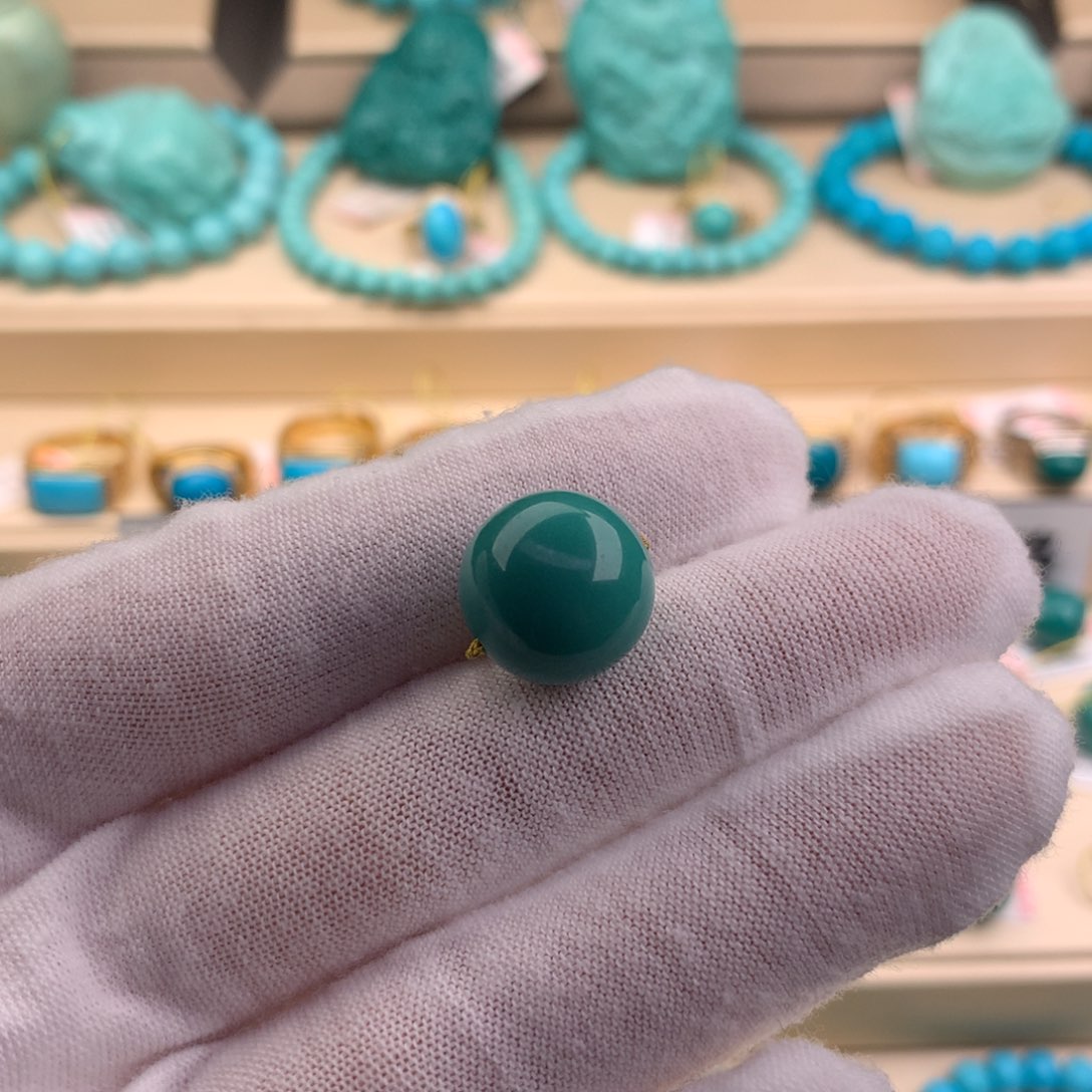 绿松石珠宝奇石未镶嵌13.8mm