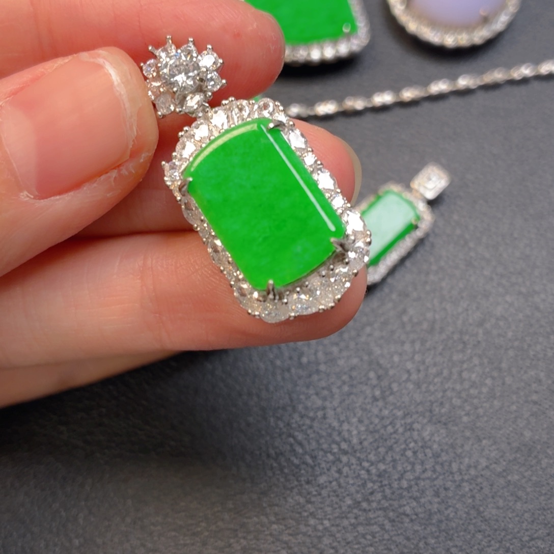 翡翠银S925镶嵌吊坠(不含链)