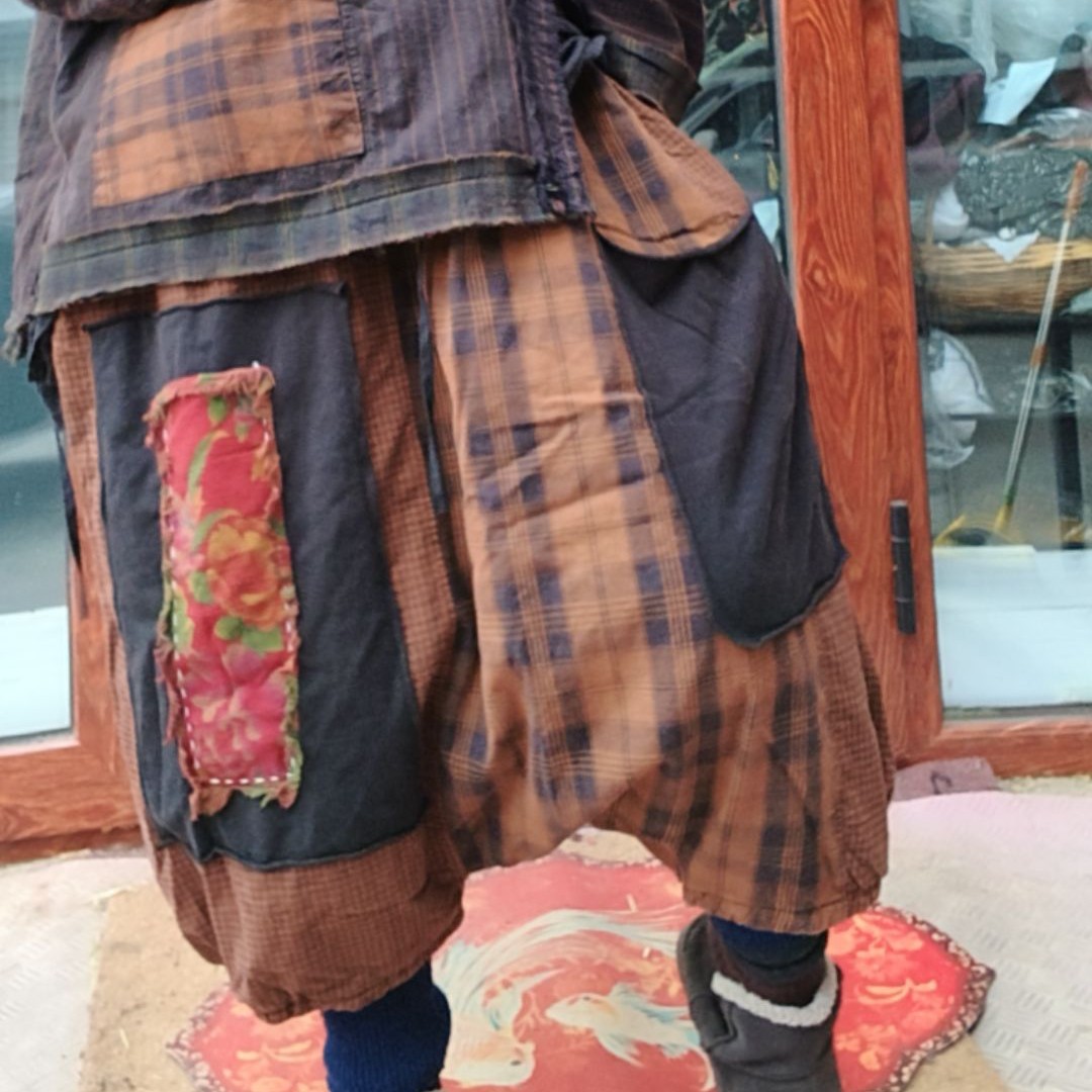 无吊牌做旧黄老布一字档棉裤条纹随机发介意勿拍