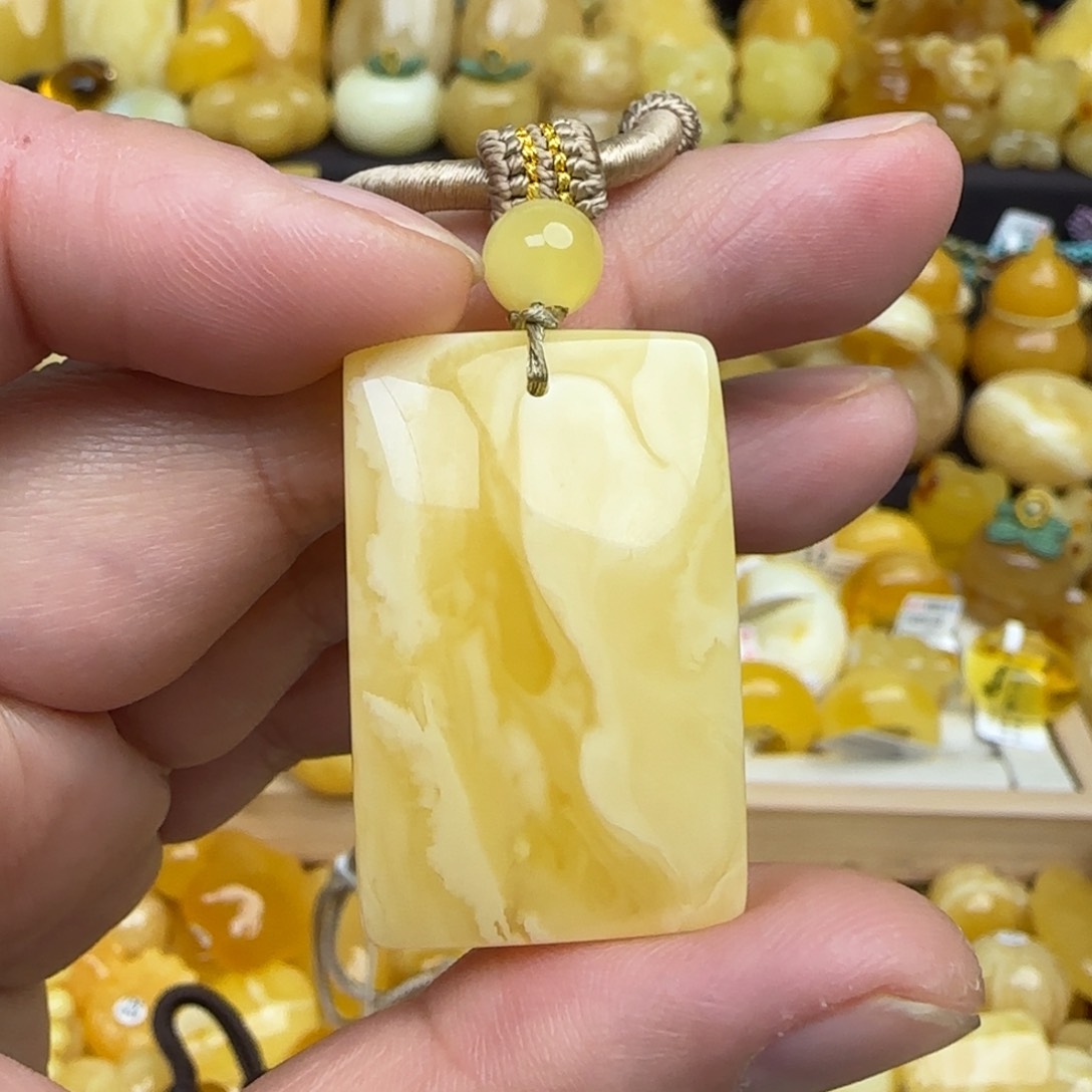 蜜蜡套链未镶嵌蜜蜡无事牌