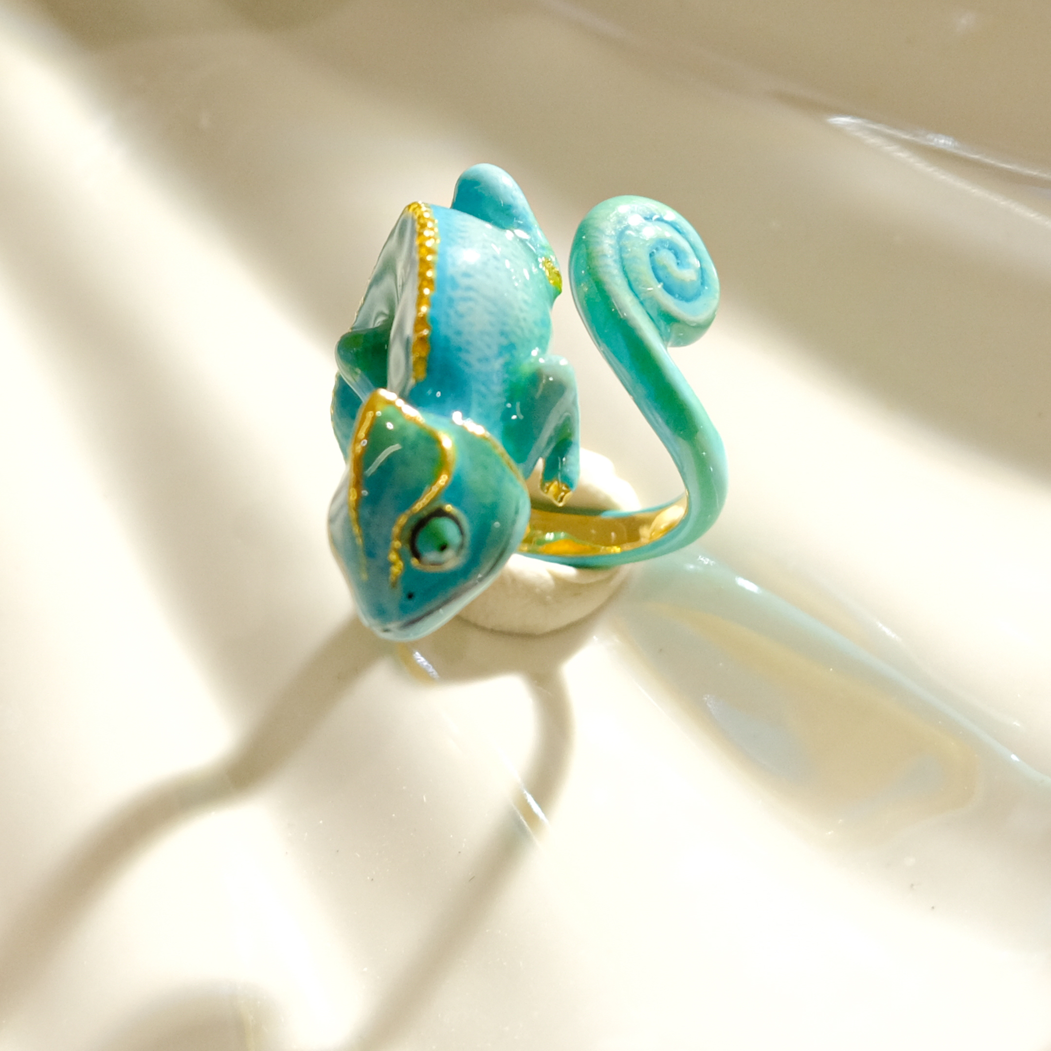 合金戒指 手绘珐琅可爱动物元素戒指 海外设计师作品 不退换