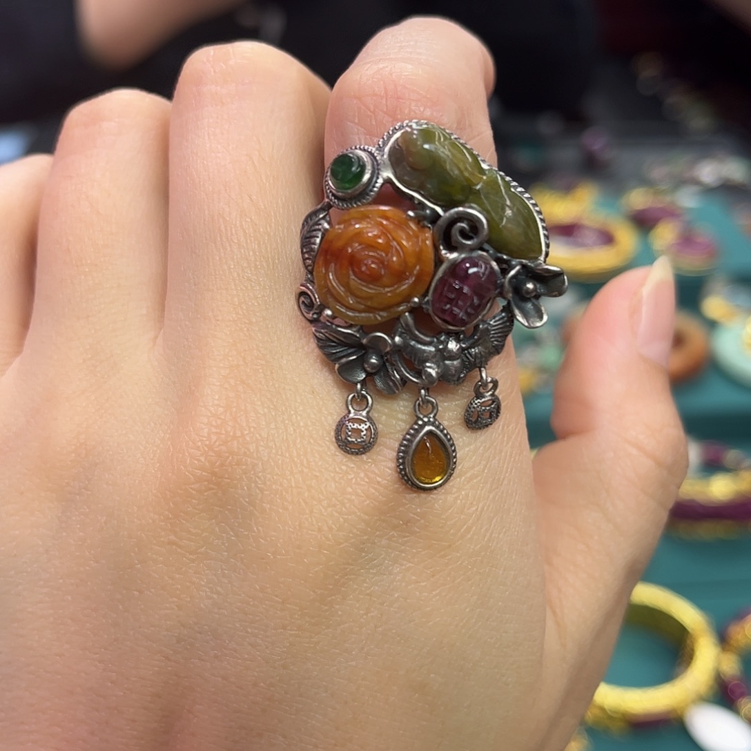 翡翠银S925镶嵌戒指