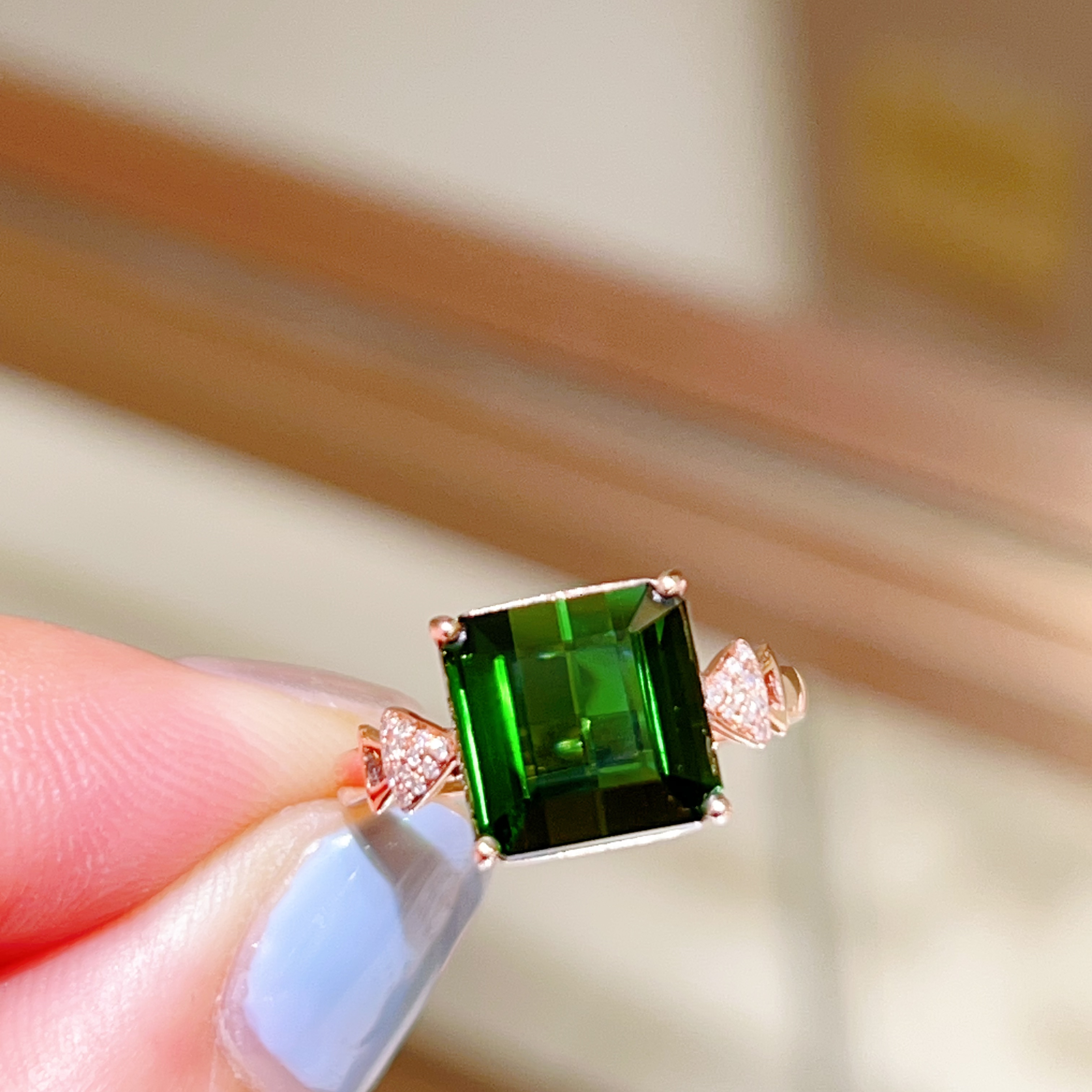 4.46ct 18k玫瑰金镶嵌碧玺戒指 3680