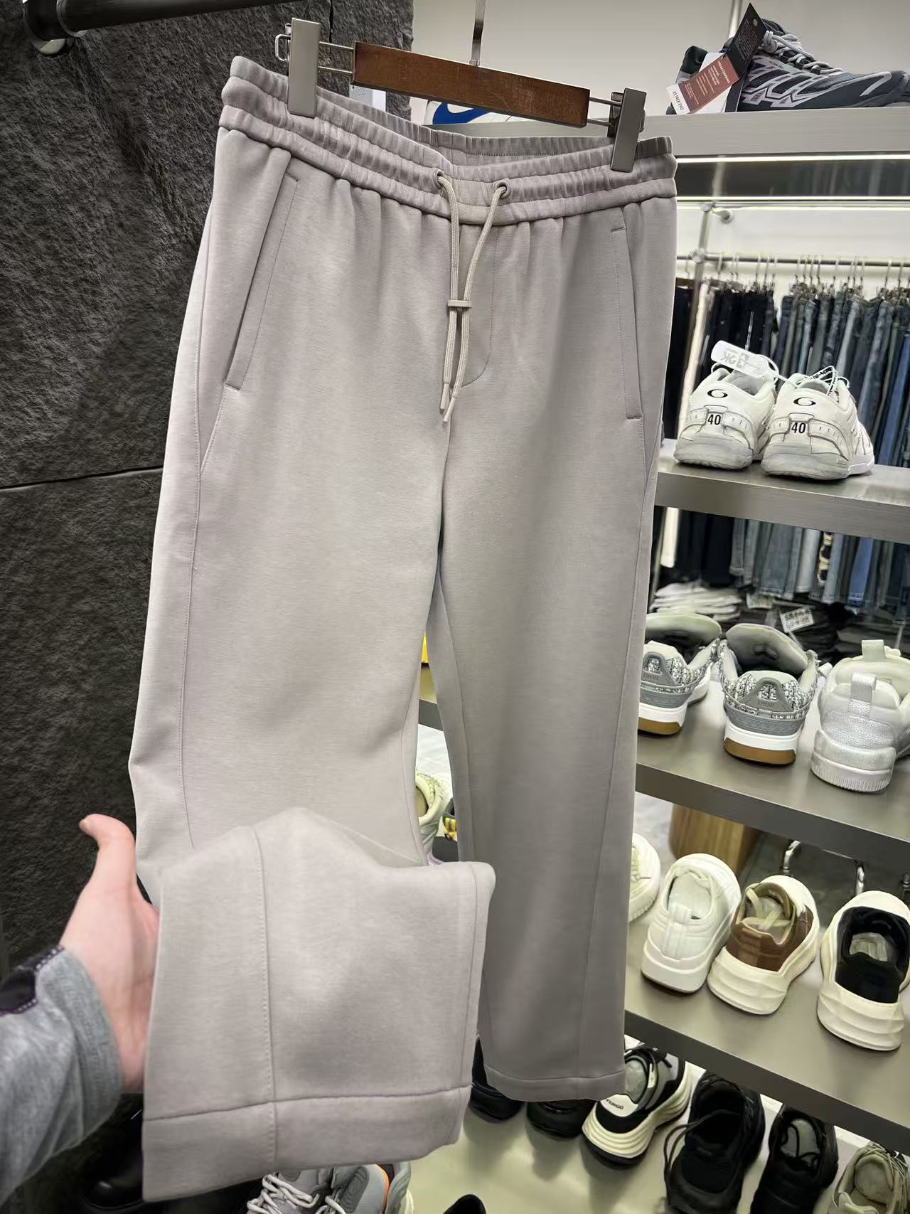 男直筒裤休闲裤男士垂坠直筒潮流运动加绒