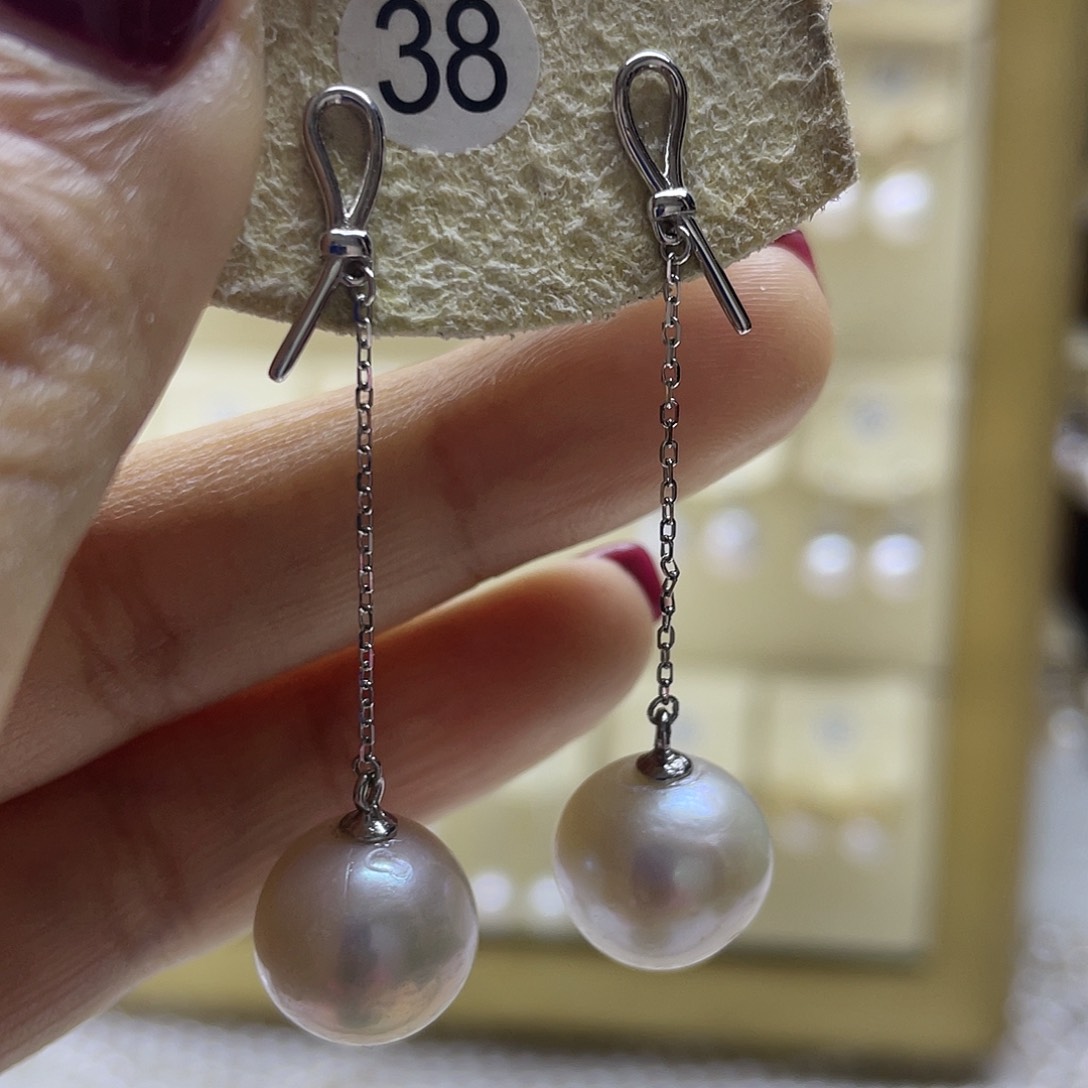 淡水珍珠耳饰银S925镶嵌