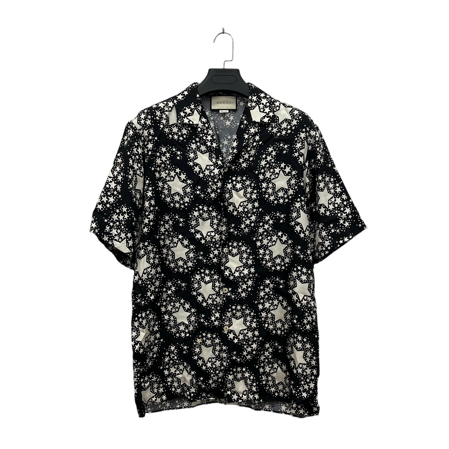 95新 GUCCI/古驰 丝绸星星印花短袖衬衫 46码/95新/公价9000