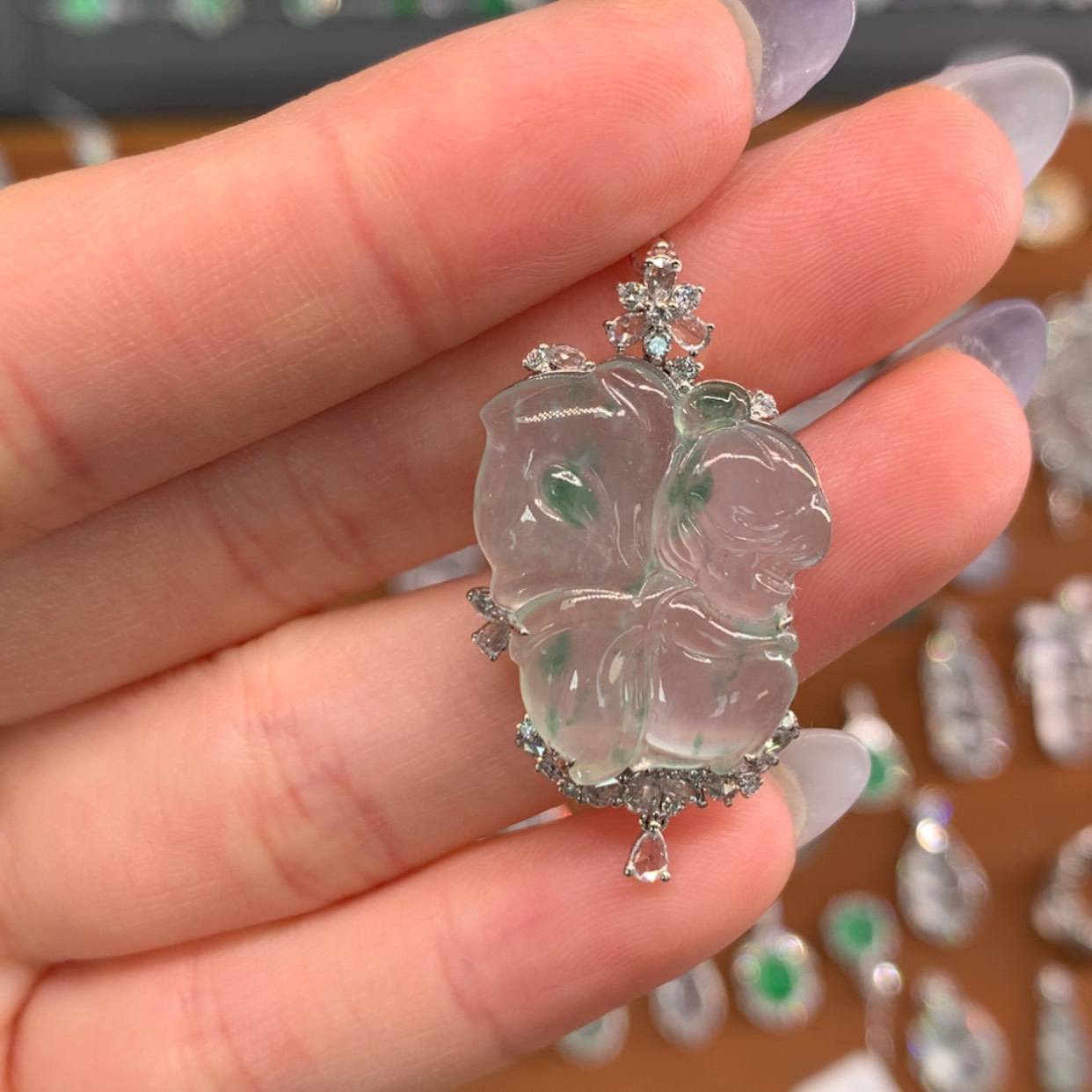 【闪购商品】翡翠18K金镶嵌吊坠(不含链)小仙子