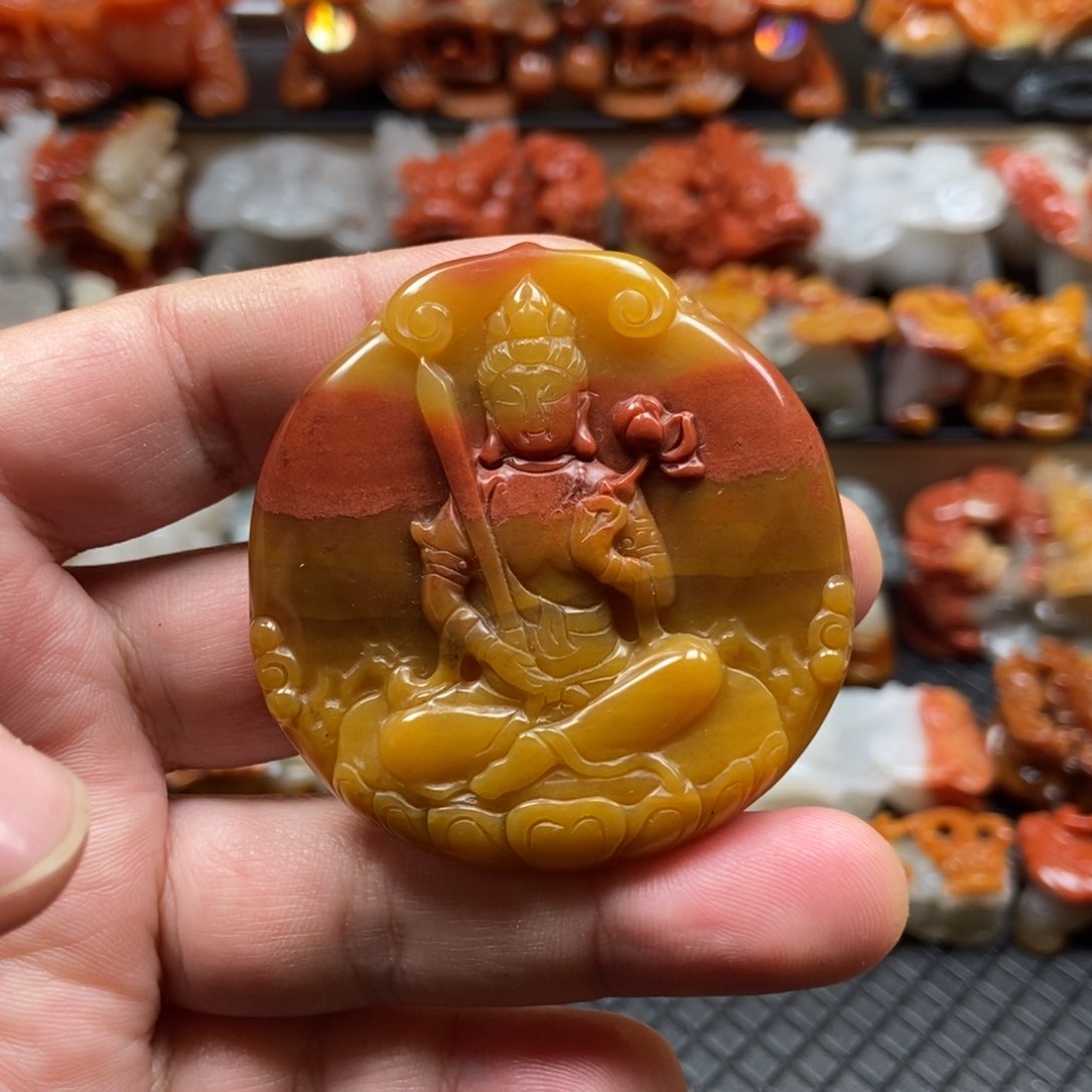 石英质玉（黄龙玉）挂件未镶嵌