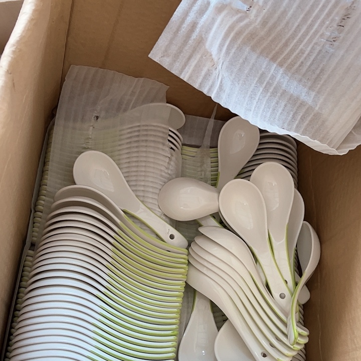 正品 绿边小勺10只