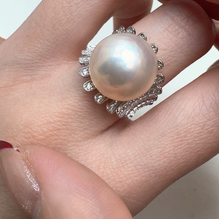 拼合珍珠（马贝珠）戒圈银S925镶嵌