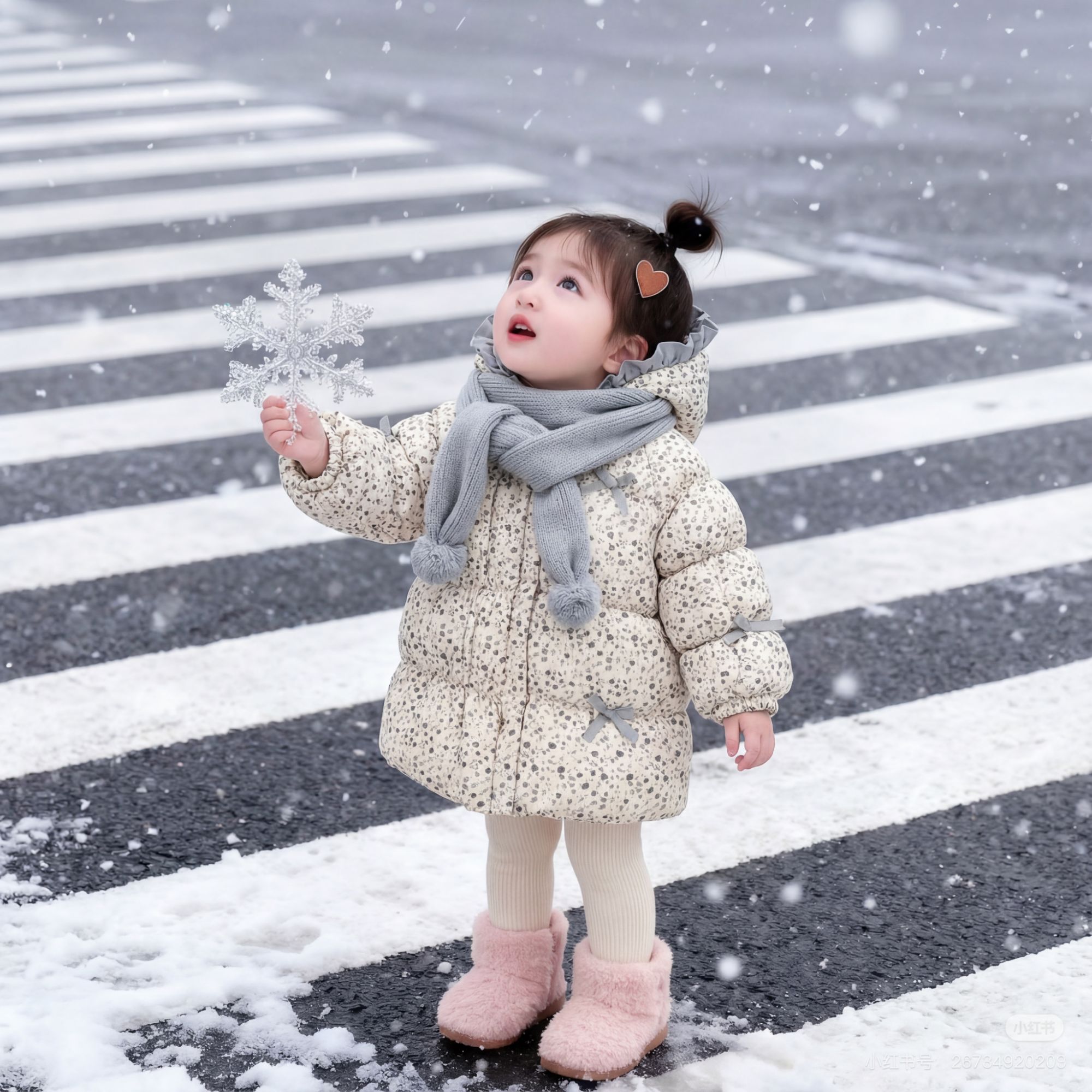 女童冬季新款加绒加厚棉服儿童连帽保暖棉袄夹棉外套洋气童装