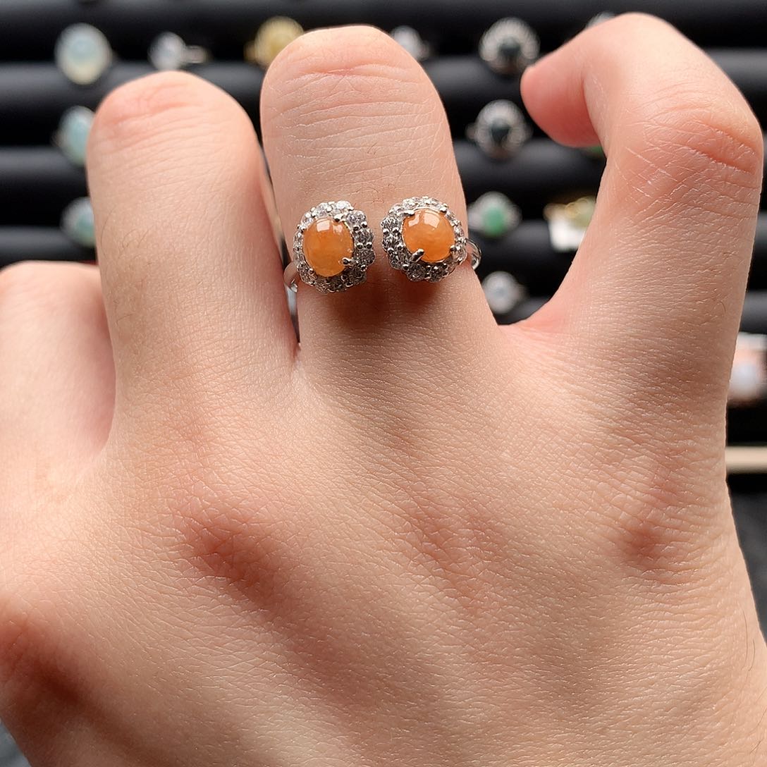 翡翠戒指银S925镶嵌0060