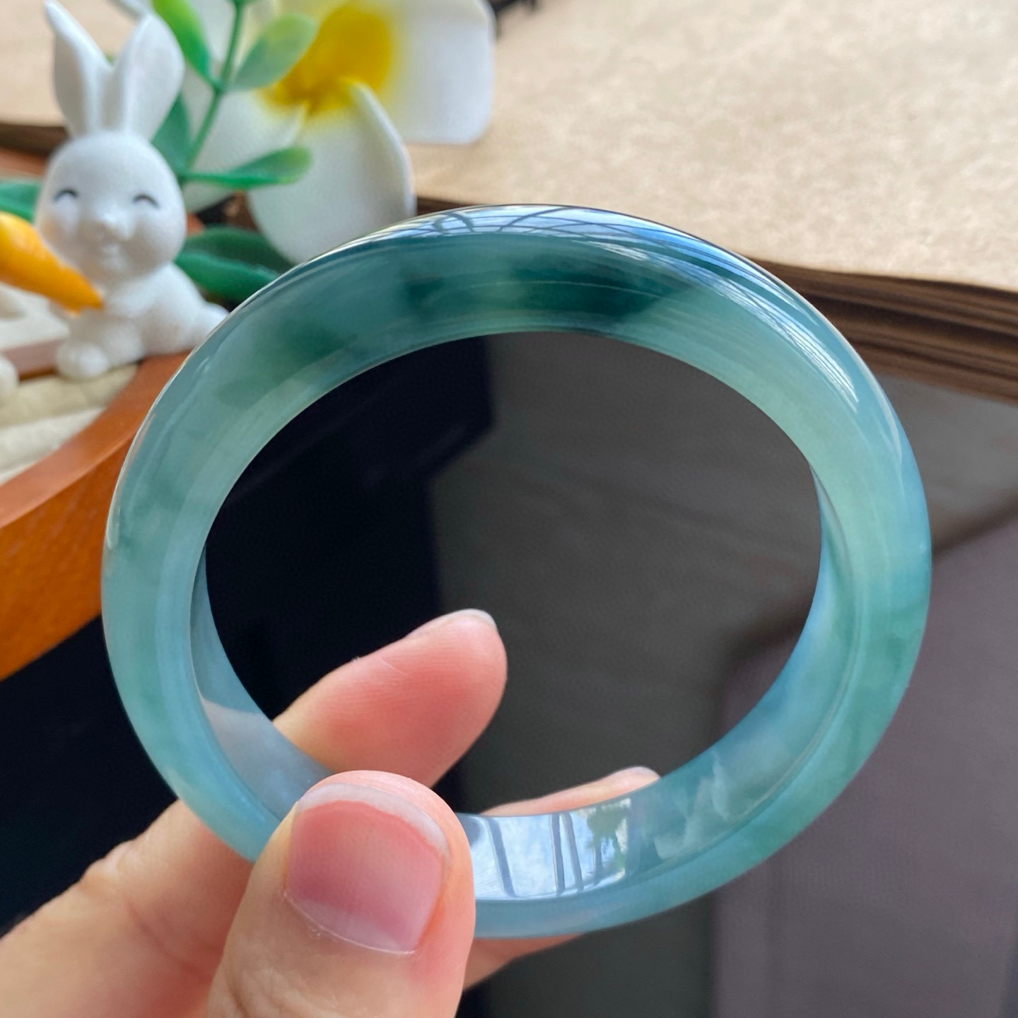 3.20批2084号手镯55-12.7-7.9深邃飘花镯！一幅写意水墨画！