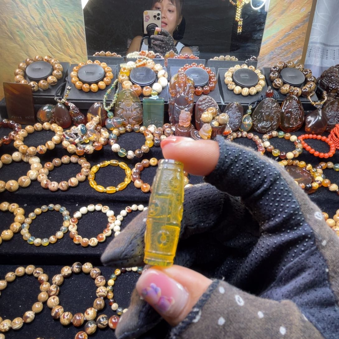 手链琥珀未镶嵌金兰吊坠