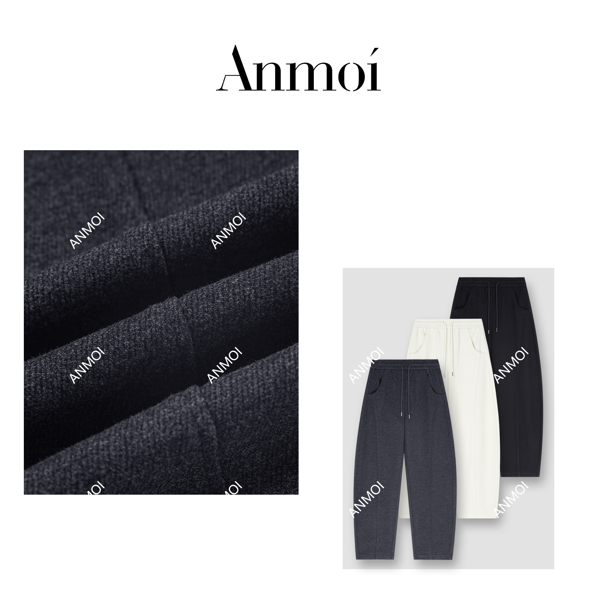 ANMOI'昭昭如愿'百搭上班休闲裤春季牡丹裤糯米裤新款弯刀香蕉裤