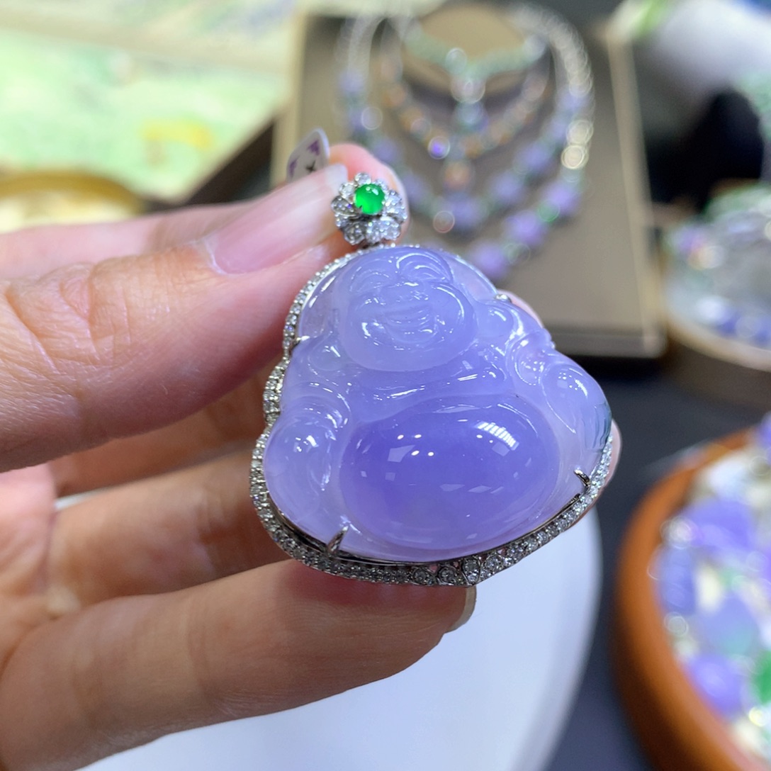 【闪购商品】翡翠颈饰18K金镶嵌翡翠吊坠项链