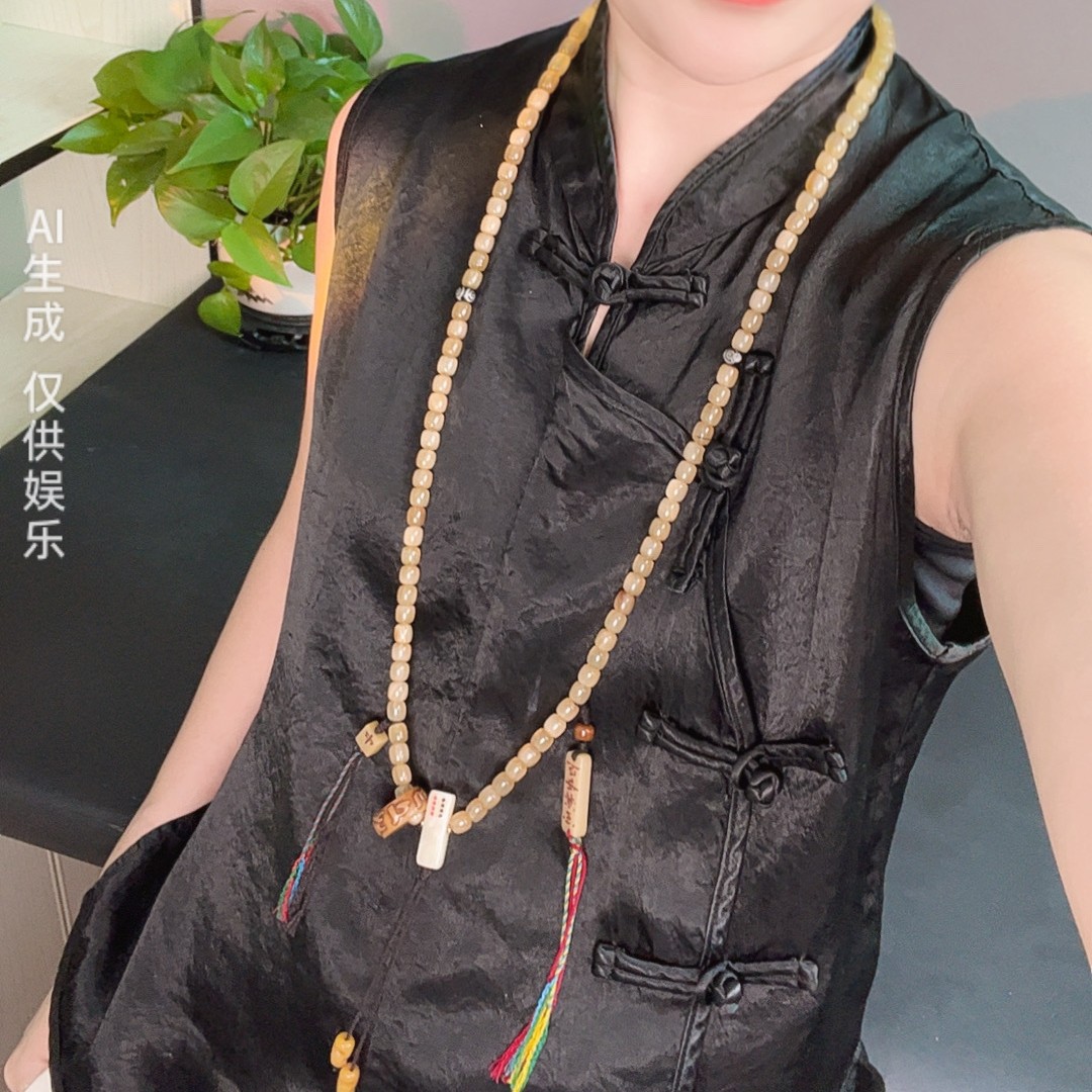 非金属珐琅项链 藏传骨艺卡8mm非金属羊角108脖挂项链