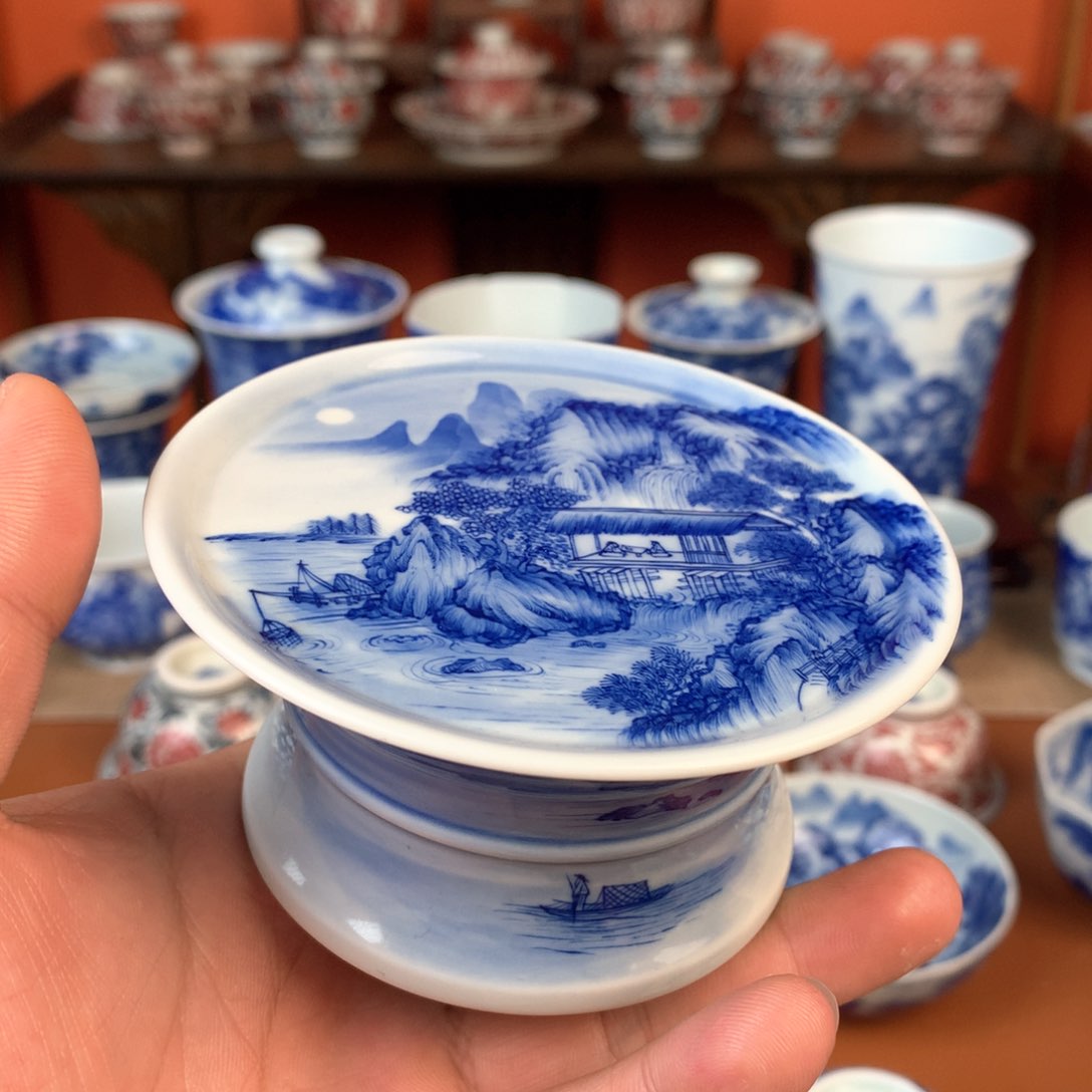 山水盖制手工手绘