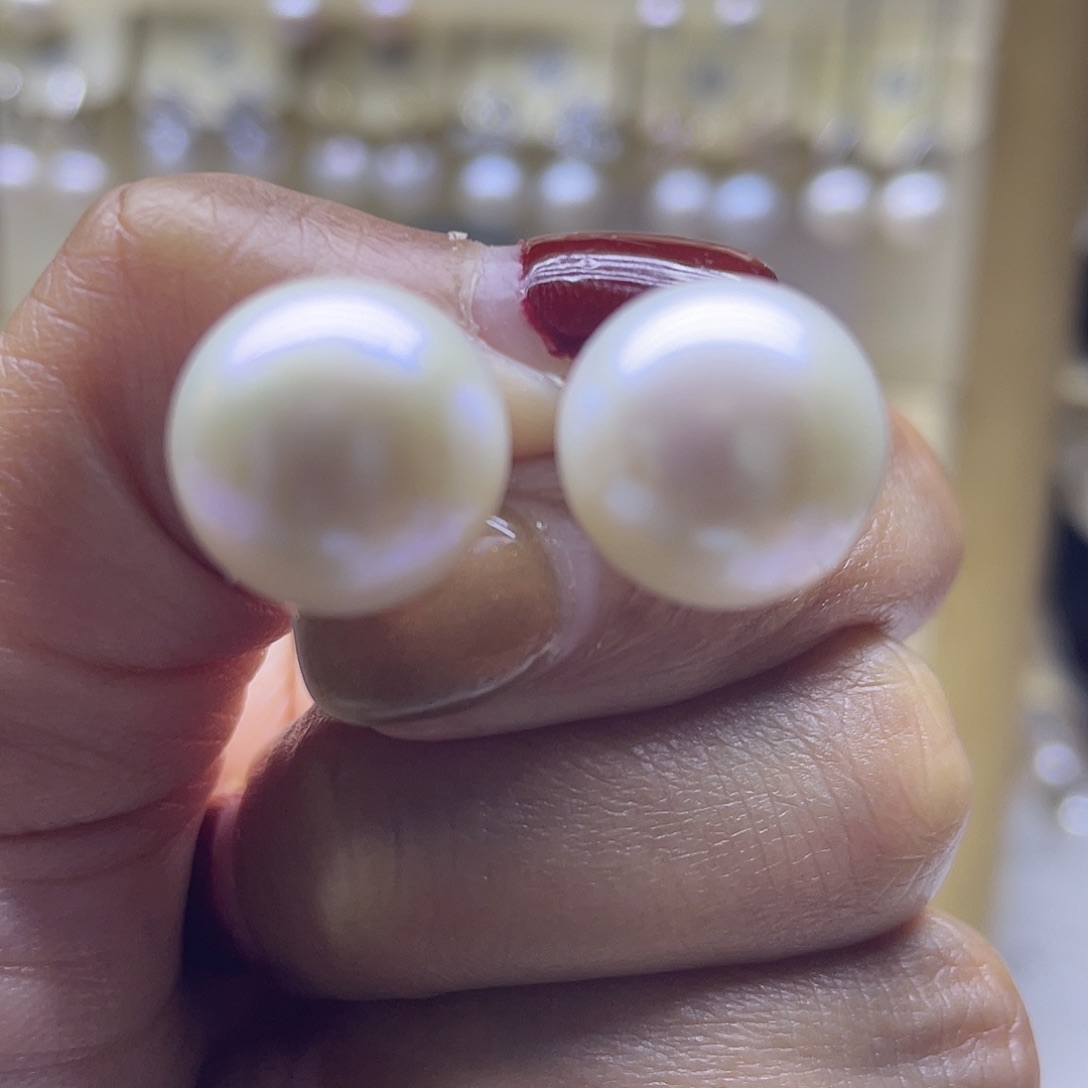 淡水珍珠银S925镶嵌耳饰