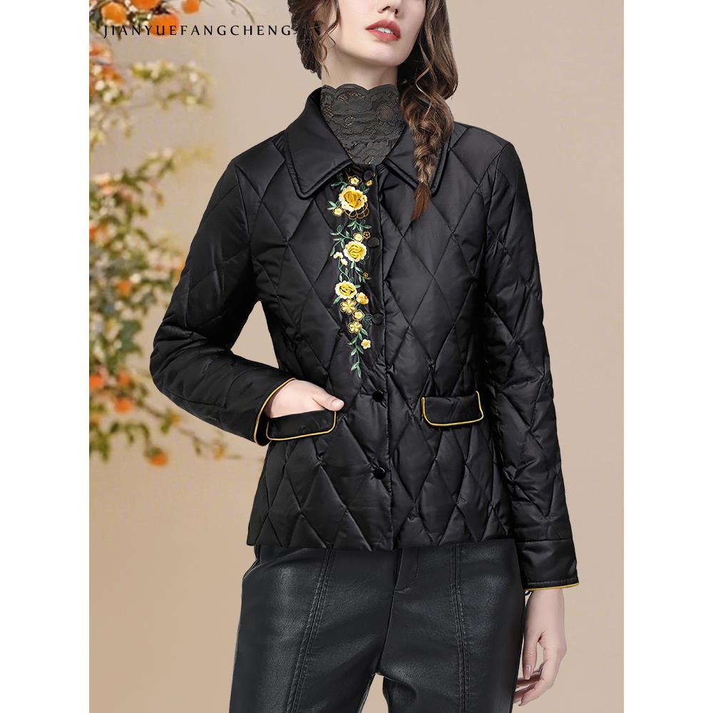 YIHUI伊卉欧洲站重工刺绣短款白鸭绒羽绒服时尚修身保暖WH257250