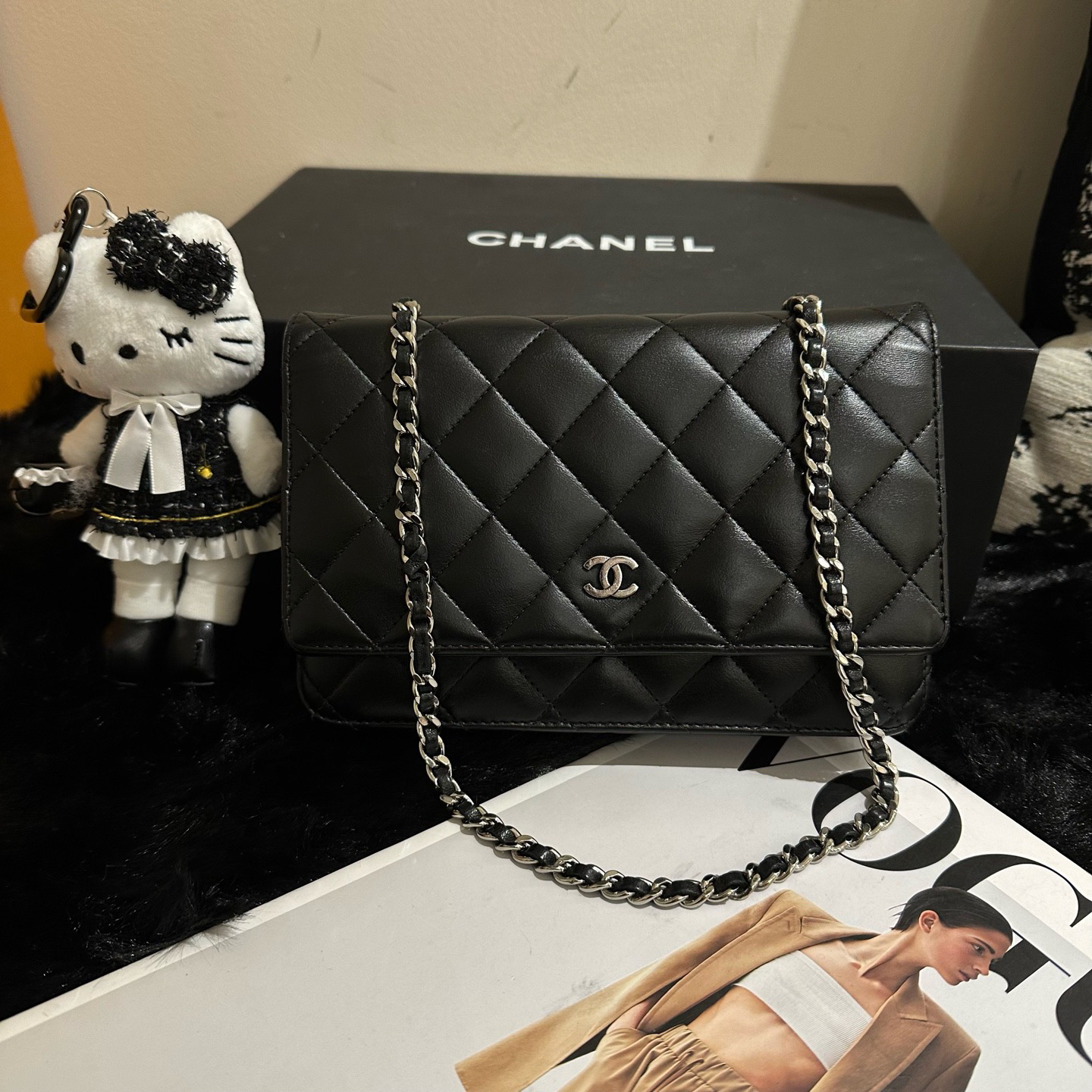 95新 Chanel/香奈儿 Chanel香奈儿黑银羊woc发财包 