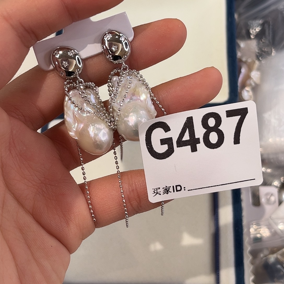 淡水珍珠耳饰合金