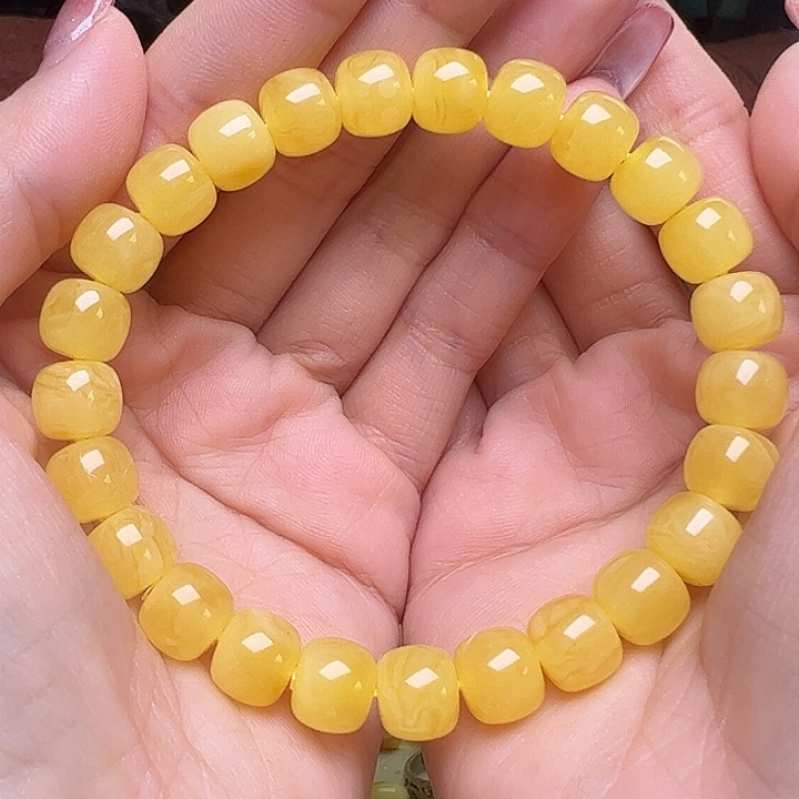 未镶嵌蜜蜡裸石8.8mm鸡油黄老型手串