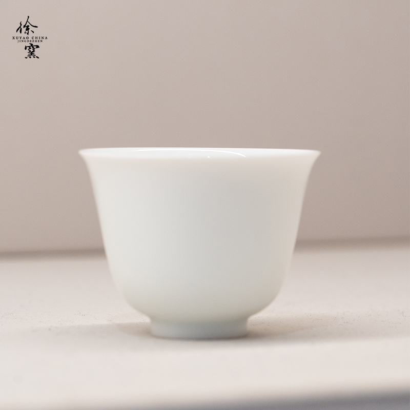 徐窑 玉泥花神杯 描金景德镇手工玉泥品茗杯主人杯喝茶经典