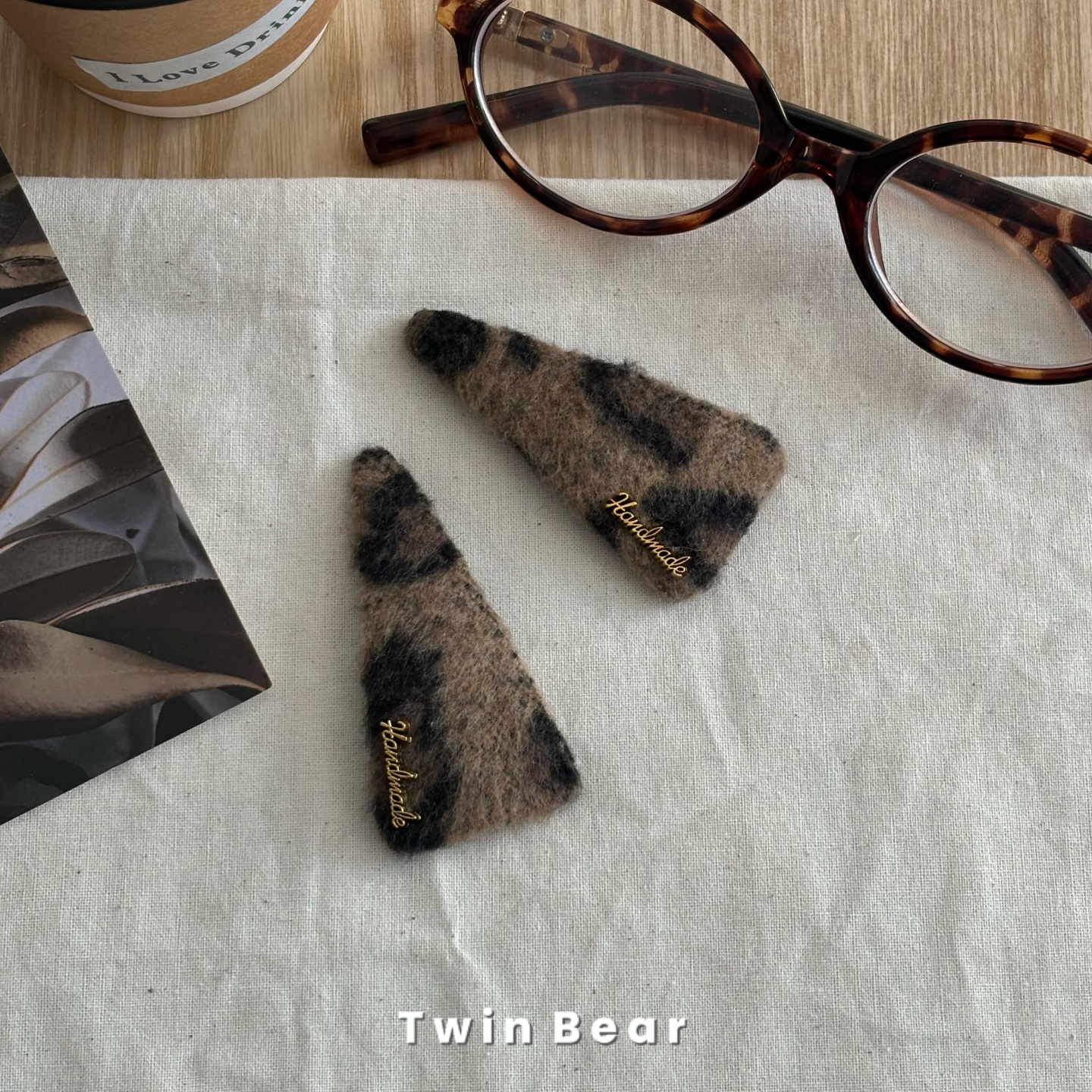 B016豹纹~质感毛呢侧边刘海夹碎发BB夹边夹发饰头饰女韩国东大门