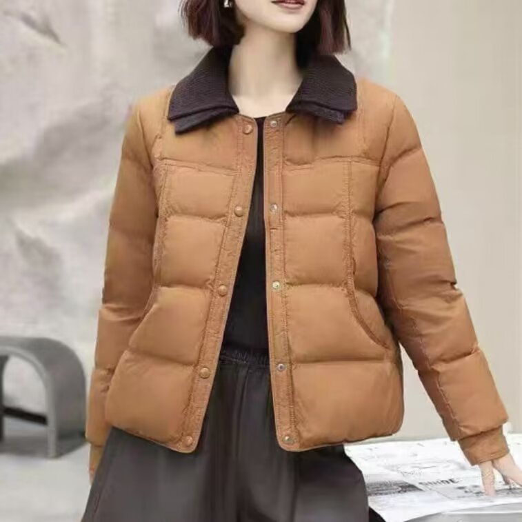 新款时尚减龄洋气显瘦休闲冬款翻领短款棉服加厚外套百搭舒适