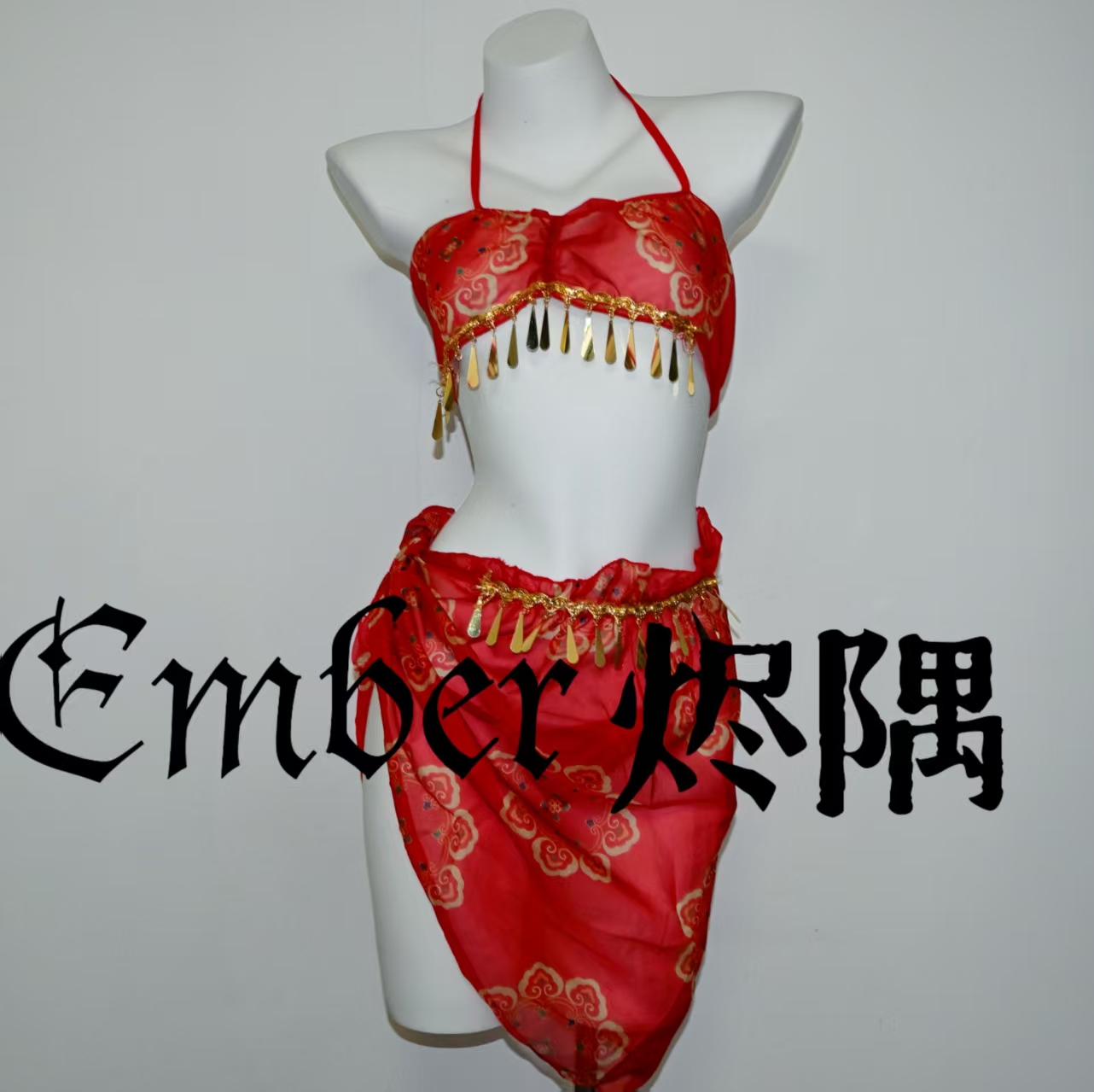 异域红色睡衣旗袍浴室可爱女士套装敦煌古风制服国风